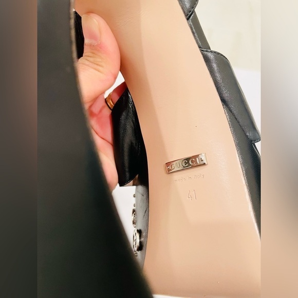 Gucci Black Leather Janaya Gg-studded open toe Platform Sandals EU 41 - Picture 13 of 15